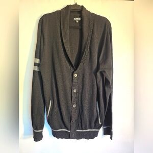 CARBON MEN'S VINTAGE BLACK/GRAY CARDIGAN PREPPY STYLE SIZE XXL